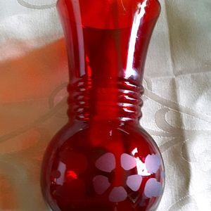 1960's 6" Etched Red Vase possible Avon